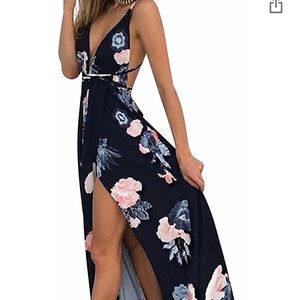 Floral deep v maxi